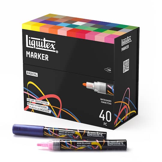 Michaels, Liquitex® 2mm Radical 40 Color Marker Set – Category: Water Based